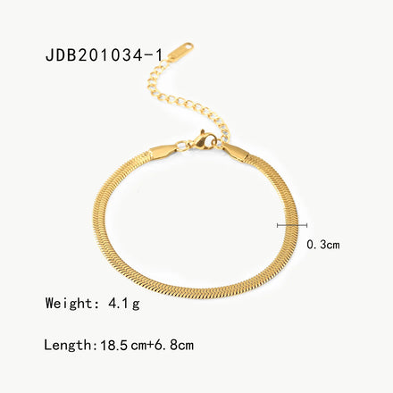 Women's 18K Gold & Titanium Steel Snake Bone Chain Fashion Charm Bracelets with Stainless Steel Durable Snake Chain
