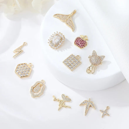 Fashion Jewelry Brass 14K Gold Plated Micro Pave CZ Small Necklace Pendants Charms Jewelry Making