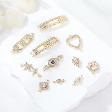 Wholesale Brass 14K Gold Plated Bracelet Jewelry Double Connector Charms Jewelry Making