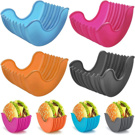 Reusable Food Grade Silicone Hamburger Rack Holder Burger Packaging Box