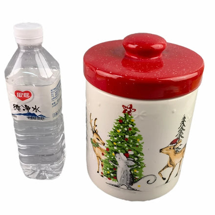 Ceramic Gingerbread Christmas Cookie Jar Microwavable Storage Jar