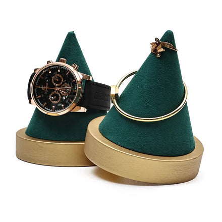 Wholesale Live Props Jewelry Packaging Luxury Velvet Watch Holder Green Bracelet Display Stand