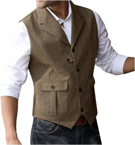 Wholesale Stylish Mens Vests Tweed Wool Suit Business Clothing for Men Waistcoat Vest Groomsman Wedding Vest