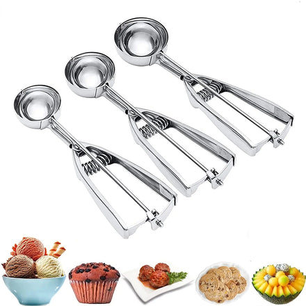 Stainless Steel Ice Cream Scoop with Trigger for Fruits and Cookies