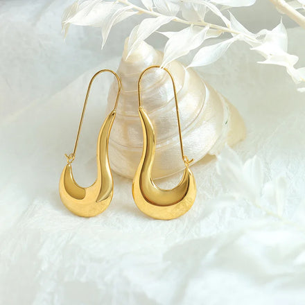 New Arrival Cool Geometric Safe Pin Earrings 18k Gold Plated Stainless Steel Hoop Earrings for Women