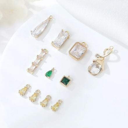Wholesale Brass 14K Gold Plated Cubic Zircon Stone Pendant Charms for Necklace Jewelry Making