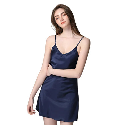 Women Lingerie Silk Satin Chemise Nightgowns Sexy Strap V Neck Sexy Sleepwear Dress M-2XL