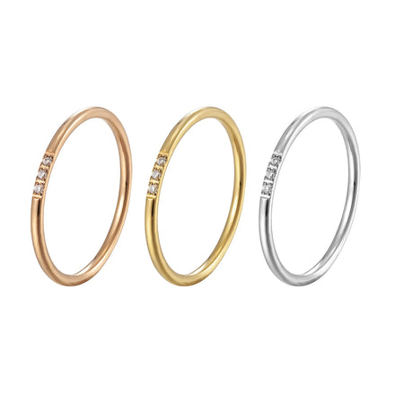 Wholesale Fashion Stainless Steel 1mm Wide Zircon Beads Paving Finger Ring Jewelry China Supplier Manufacturer Supplier Factory