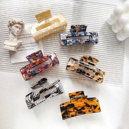 Custom Logo Large 7.5cm Cellulose Hair Claw Clip Elegant Acetate Hair Clamp Accessories for Women Girls