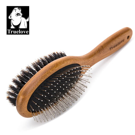 Truelove Wholesale Ergonomic 2-in-1 Double Side Stainless Steel Pet Slicker Hair Remover Brush for Cats and Dogs Grooming Comb