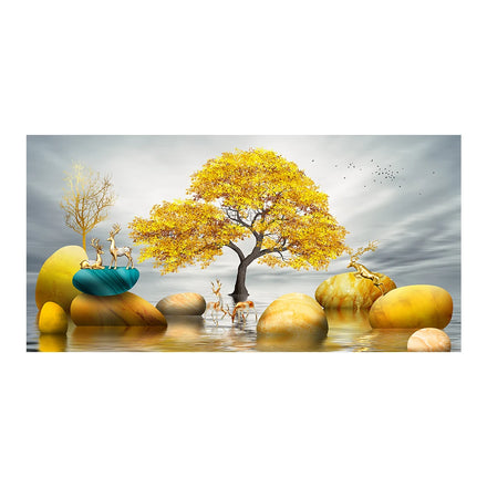 Luxury Modern Painting Hotel Artwork Wall Art the Gold Leaf Tree Picture Decorative Home Decor