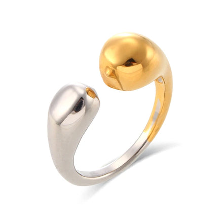 Simple Light Luxury Punk Ring Exquisite Stainless Steel Ring Beautiful Gold Silver Drop Open Ring for Women Men