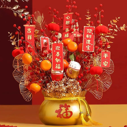 New Year Feng Shui Modern Home Decoration Custom Crafts Gold Shape Iron Pvc FLower Vase