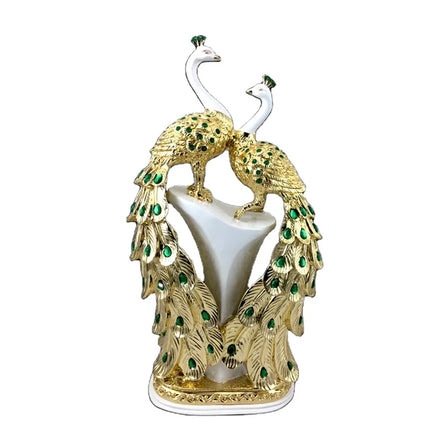 2026 New Design Resin Rose Gold Twin Peacock Statue Animal Sculpture 53cm Home Decor