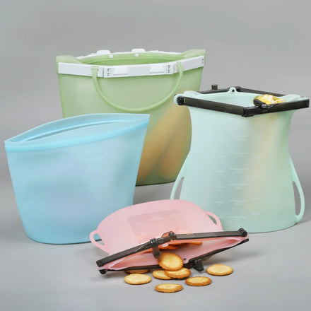 Customizable BPA Free Safe Leakproof Keep Fresh Collapsible Reusable Preservation Container Silicone Food Storage Bags