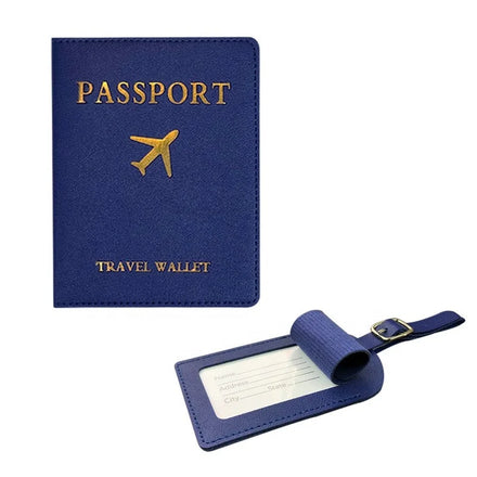 In Stock Slim Passport Holder & Luggage Tag Travel Gift Set Custom PU Leather Passport Holder Cover