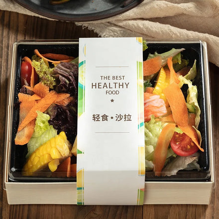 Wholesale Custom Print logo Food Grade Wood Packaging Box Foldable Pulp Sushi Gift Box Deluxe Takeaway Window