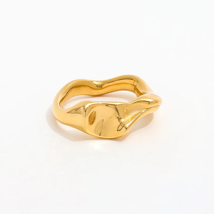 Fenny 18K Gold Plated Wholesale No Fade Temperament Abstract Irregular Stainless Steel Finger Ring Trendy for Women