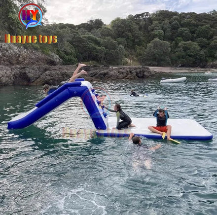 Factory Price Tarpaulin PVC Plastic Blue Triangle Inflatable Floating Water Slide for Adults and Children on Sale