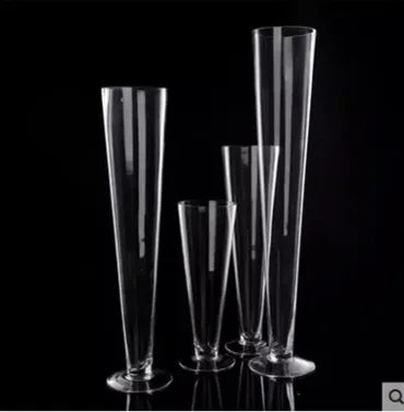 Best Selling Transparent Glass Vase Tapered Wedding Ceremony Road Guide Table Vase for Wedding Party Decoration
