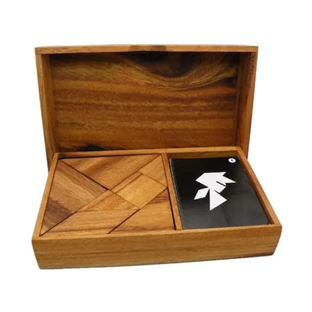 Tangram Box Intelligence Mind Logic Montessori Educational Brain Teaser Wooden Jigsaw Tangram Puzzle Game Box Iq Toys