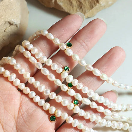 Stylish Personality Stainless Steel Horizontal Vertical Freshwater Pearl Zircon Necklace Pendant Jewelry