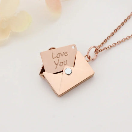 Personalized Frame Valentine's Day Custom Stainless Steel Locket Pendant Love Letter Envelope Necklace Unisex Card Setting Made