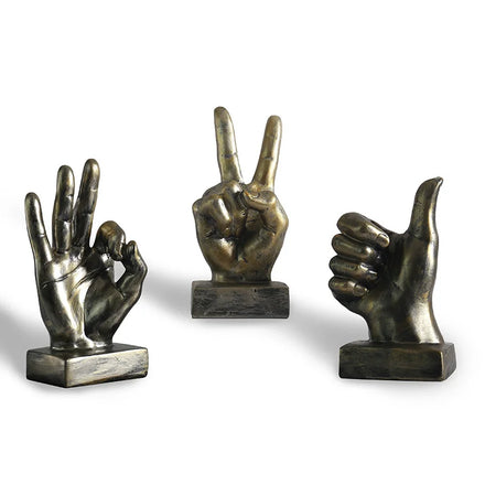 2025 European Resin Ornaments Creative Finger Gesture Figurine Thumb up Room Crafts Tabletop Home Decoration Retro Furnishings