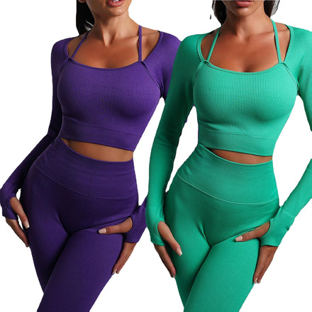 New Long Sleeved Sport Sets Running Suit Fitness Gym Sets Yoga Seamless Set for Women
