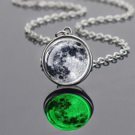 Noctilucent Solar System Jewelry Earth Jupiter Mercury Neptune Milky Way 20MM Glass Ball Pendant Glow in the Dark Moon Necklace