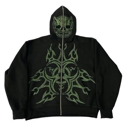 Oem Zip up Hoodie Men Clothing Manufacturers Streetwear Full Zip up Hoodies Y2K Custom Rhinestone