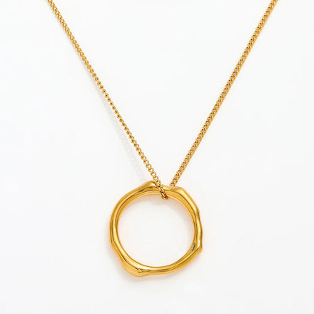 Fenny Wholesale 18K PVD Plated Versatile Irregular Circle Pendant Stainless Steel Choke Chain Necklace for Women