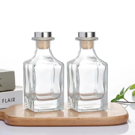 150ml Luxury Glass Aroma Diffuser Bottles Clear Square Shape with Cork Minimum Order 100pcs
