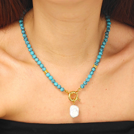 Maiou Vintage Original Design Handmade Freshwater Pearl Beaded Pendant Necklace for Women Jewelry