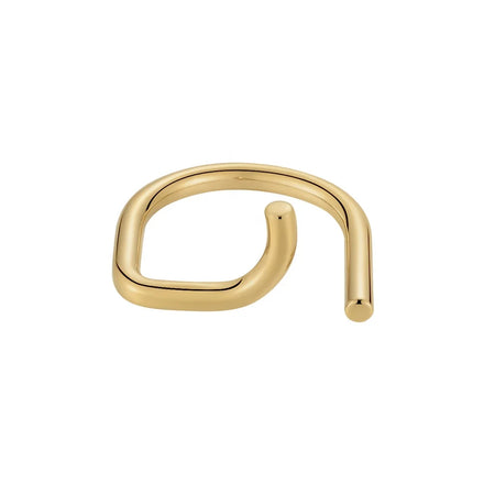 Original Design 18K Gold Plated Stainless Steel Jewelry Geometric New in Futuristic D-shape Ring for Women Party Rings R214183