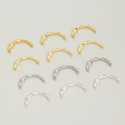 18K Gold Plated Brass Rings DIY Jewelry Accessories Irregular Semi-finished Ring Baroque Semicircle Shaped Ring