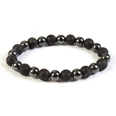 Natural Healing Balancing Protection Bracelet Genuine Hematite Lava Gemstoe Crystal Bracelets for Men Women