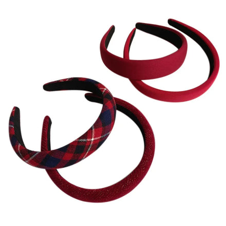 Vintage Korean Hair Accessories Red Christmas Hair Hoop Winter Headbands for Women Bow Fashion Headdress