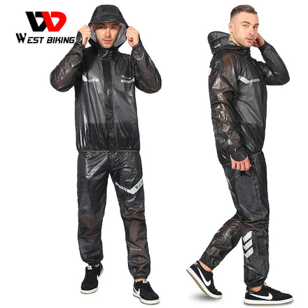 WEST BIKING Cycling Raincoat Polyester Waterproof Windproof Breathable Reflective MTB Road Bike Jacket Pants Suit Camping Men