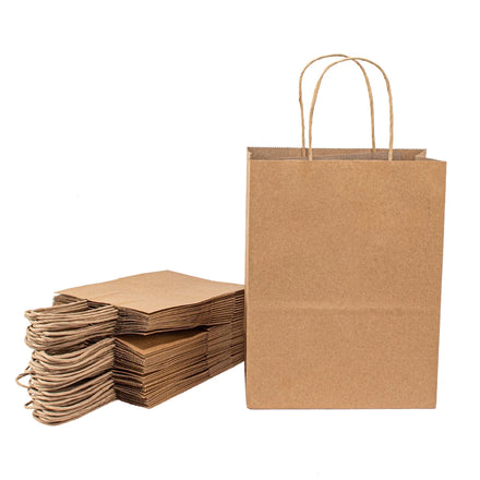 Ready to Ship Classic Style Brown Kraft Paper Shopping Bags with Custom Logo Wholesale Customized Options