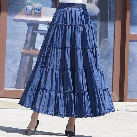 New High Waist Half Length Half Skirt European and American Beach A-line Skirt Autumn 85cm Length Half Skirt