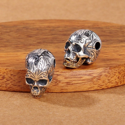 S925 Accessories for Necklace Making Jewish Diy Antique Retro 925 Sterling Silver Skull Beads Charm Pendant Jewelry