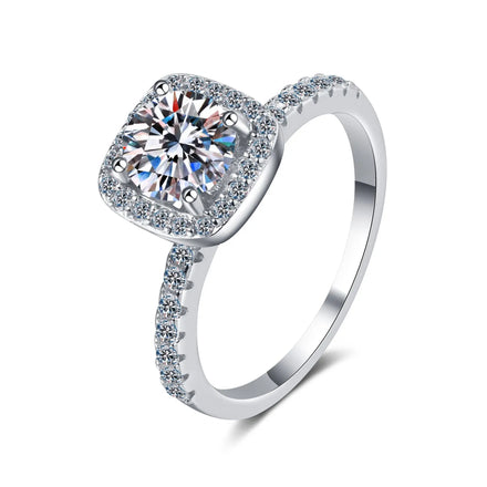 Luxury Wedding Ring for Women Bridal 925 Sterling Silver Platinum Plated 0.5ct 1ct 2ct Promise Radiant Moissanite Diamond Ring