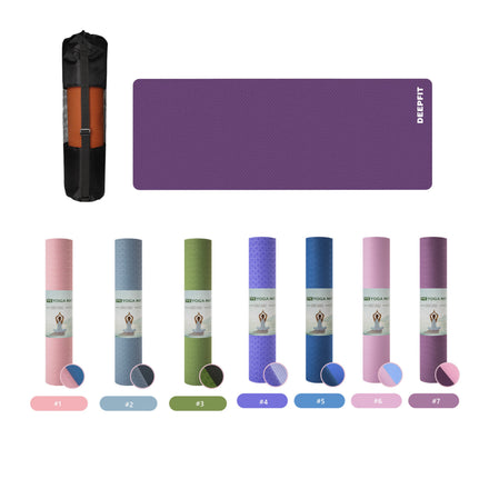 Workout Home Exercise Gym Durable Eco-friendly Non slip Anti-stear TPE Yoga Mat with logo Carry Strap and Carry Bag