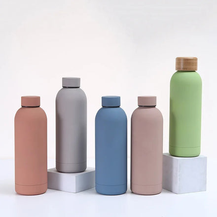 Cork Bottle 350ml 500ml 750ml 1000ml Stainless Steel Sport Flask Water Bottle Strap Rubber Coating Paint Silicone Handle Thermos