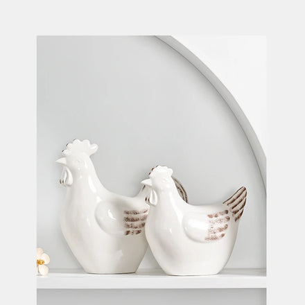 Creative Home Garden Decoration Outdoor Indoor Decor Ornaments Rooster Hen Statue Figurines Ceramic Chickens and Roosters