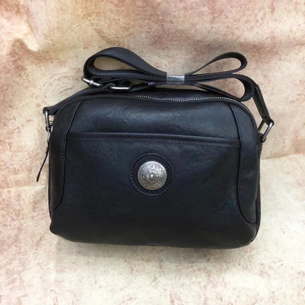 Andong Genuine Cow Leather Messenger Crossbody Bags for Men Retro Work Handbag Fashion Multifunctional Shoulder Sling Bag 2043