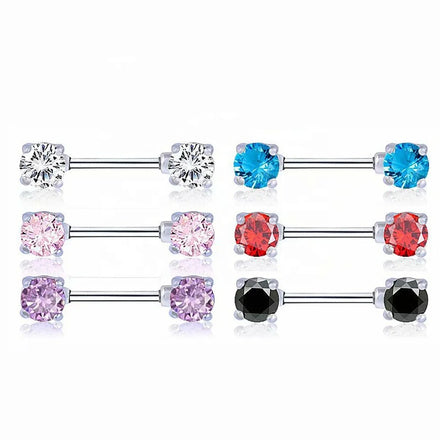 Fashion Women Nipple Bar Piercing Jewelry Stainless Steel Barbell Nipple Ring Studs With Round Zircon