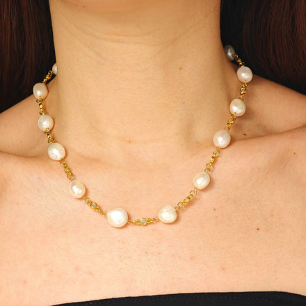Original Design Elegant Handmade Freshwater Pearl Link Chain Choker Necklace for Women Jewelry for Wedding