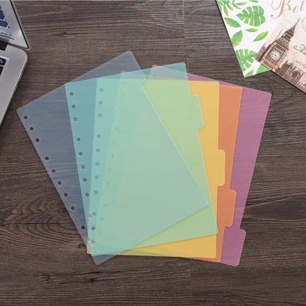 A5 6holes /B5 11holes /A4 4holes 5-Tab Binder Dividers Insertable Multicolor Index Dividers Big Tabs Index Page